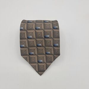 Mens Necktie David Taylor Novelty Pattern Tan Brown Polyester Size 57 By 4 In